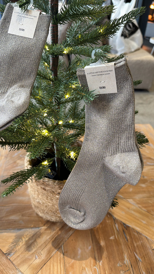 Glitter sokken taupe Ivy