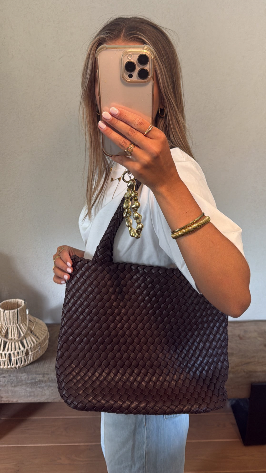 Geweven shopper bruin Suus