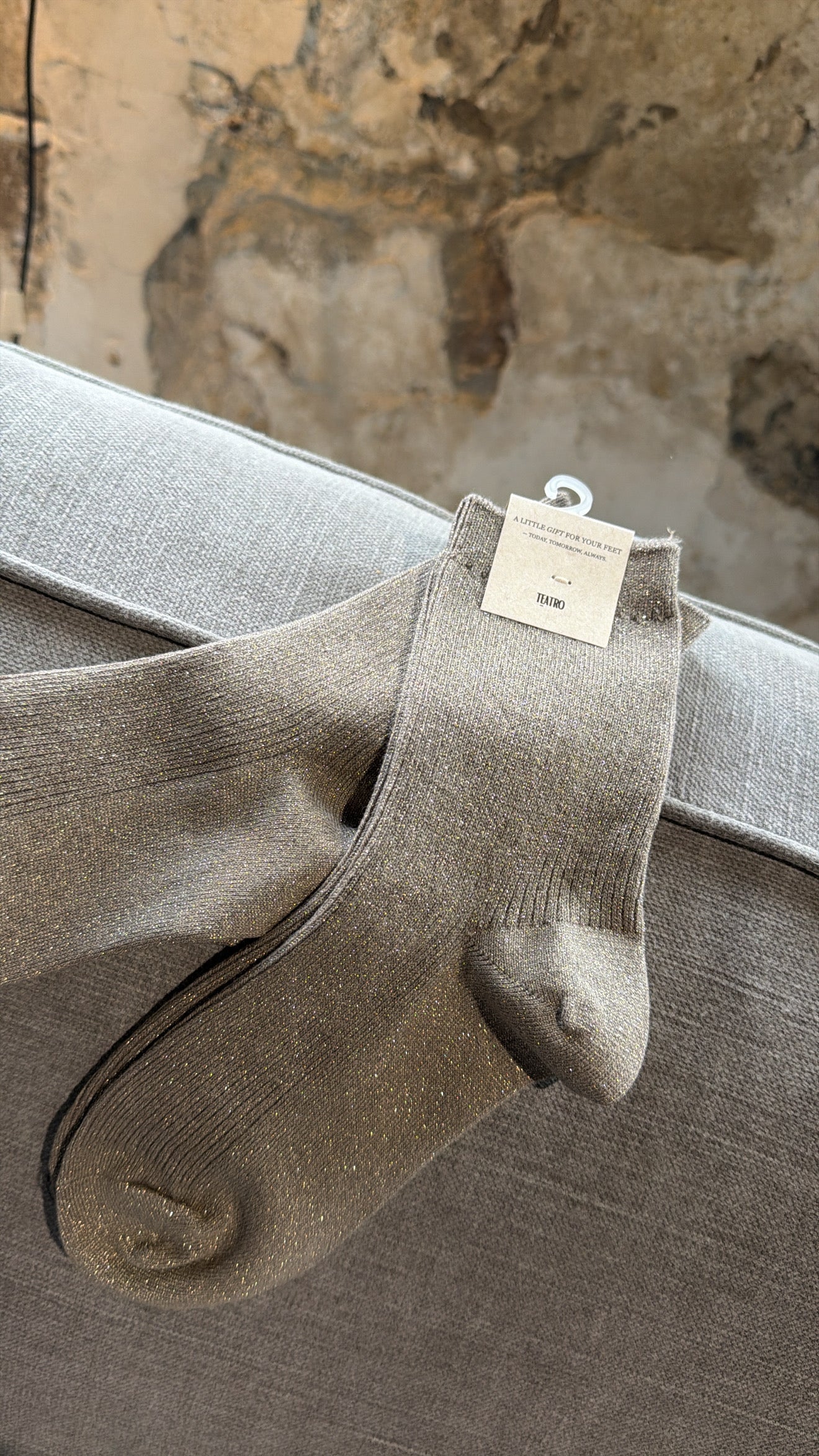 Glitter sokken taupe Ivy