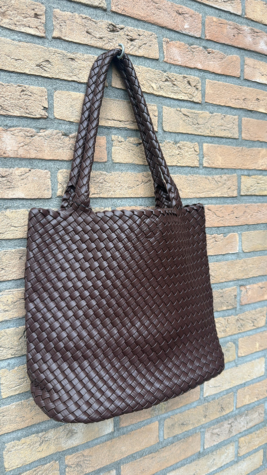 Geweven shopper bruin Suus