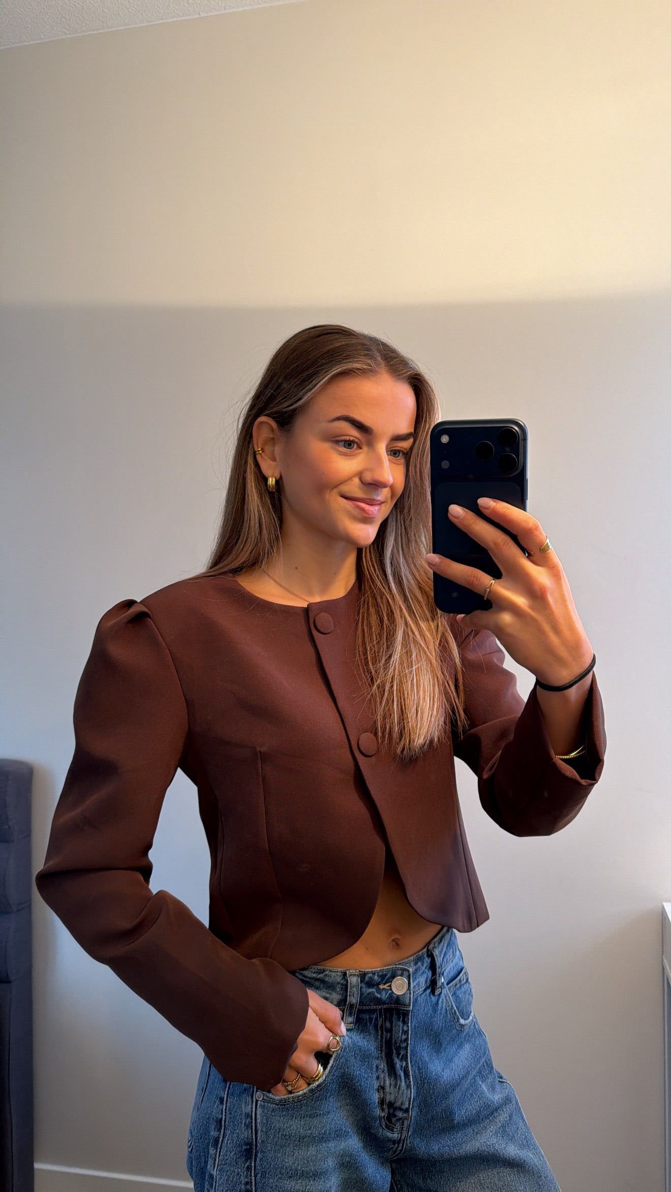 Blazer top lange mouw bruin Sem