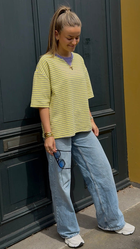 T-shirt gestreept paars/geel Tess